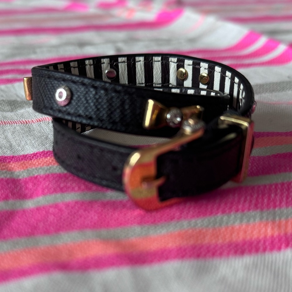Henri Bendel Black and Gold Double Wrap Bracelet